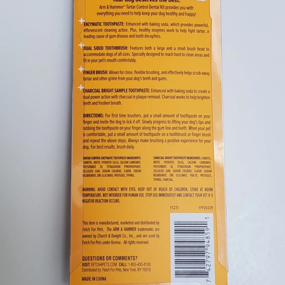 Arm & Hammer 4-Piece Tartar Control Toothpaste and Brush Set Dental Kit for Dogs